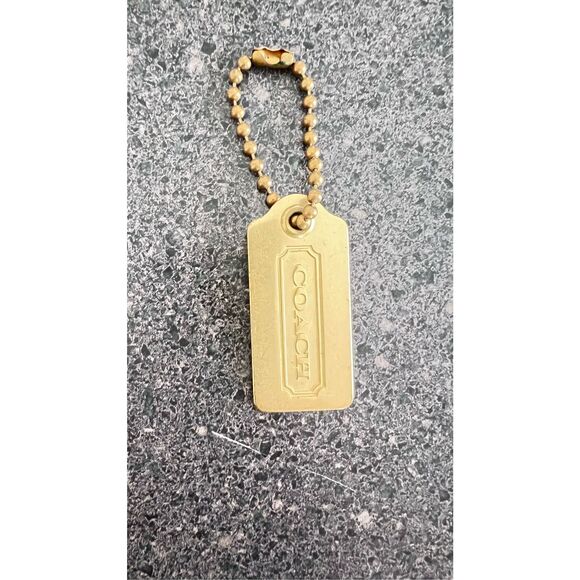 Coach Vintage Lozenge Bag Charm Necklace  Pendant  Brass Chain Small Hang Tag - Picture 1 of 6